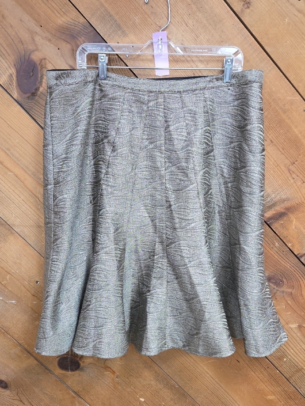 New Lane Bryant A-Line Midi Flare Lined Metallic Bronze Wave Skirt - 18